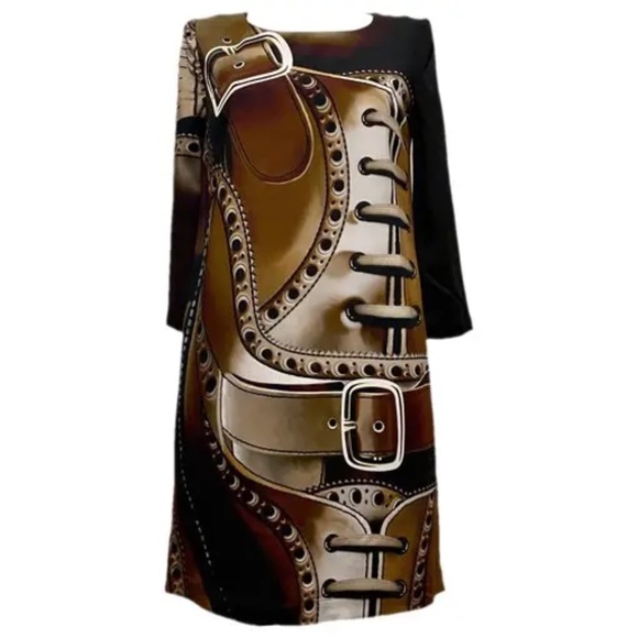 Mary Katrantzou NWT! Brown Brogue Dress IT40 - Picture 1 of 9